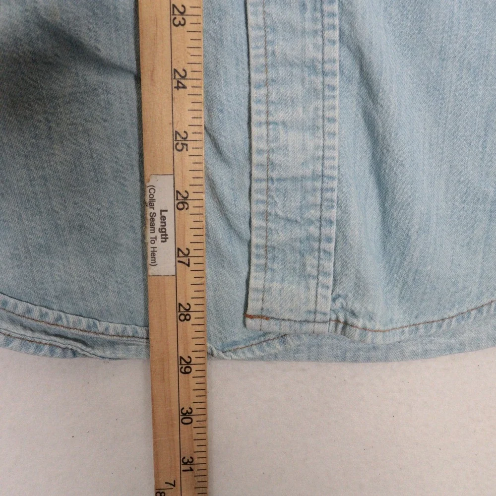 VTG Levi's Denim Shirt Western Workwear Orange Tab Light Wash Cotton USA Men M
